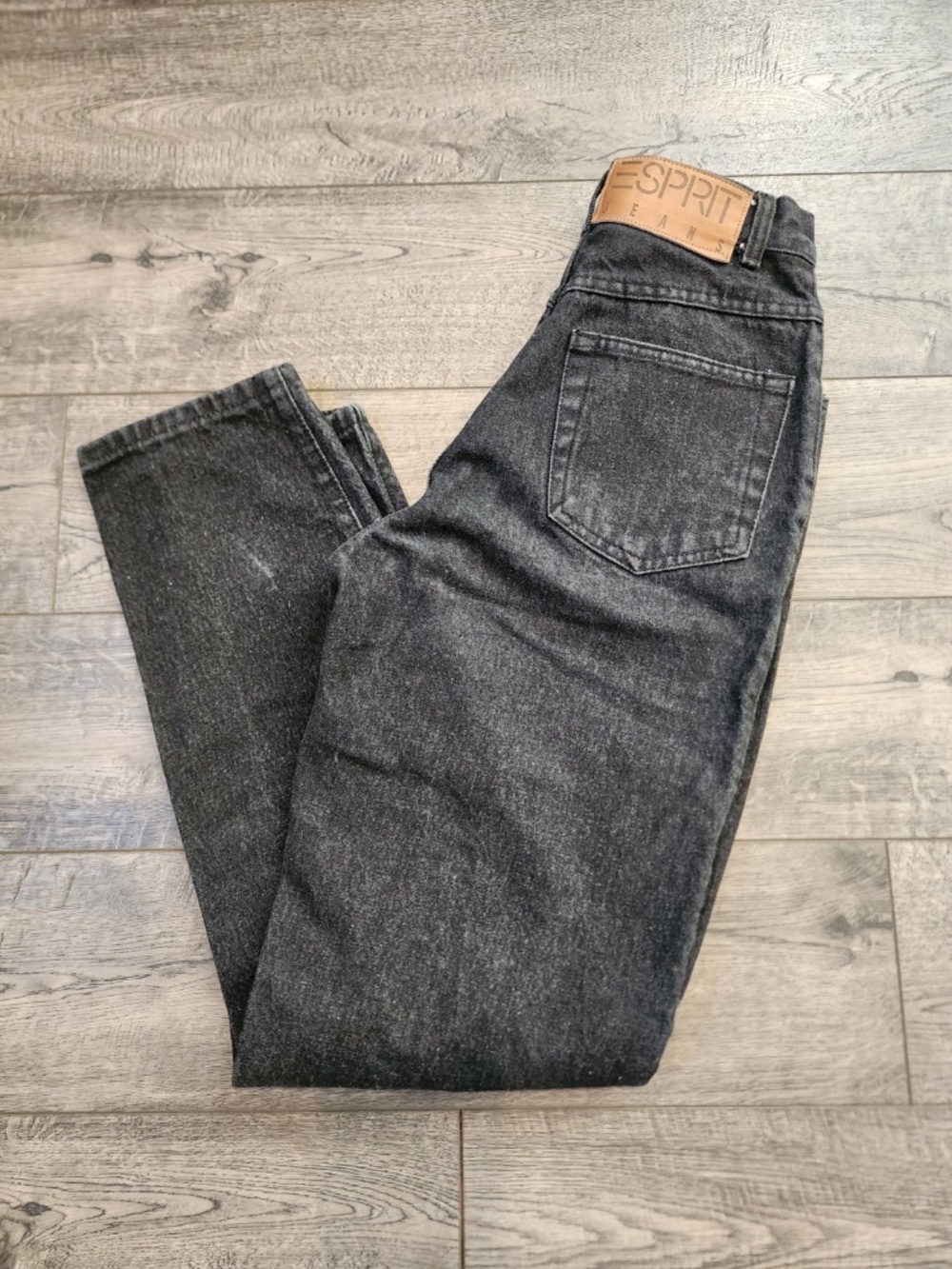 Vintage Esprit Womens Black Denim High-Waisted Tapered Mom Jeans Size 5